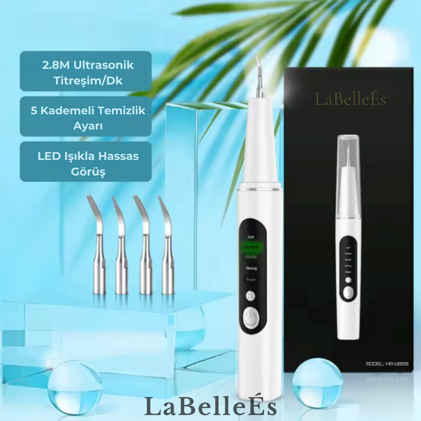 LaBelleÉs SmilePro™ Ultrasonik Diş Taşı Temizleyici – 5 Modlu LED’li Profesyonel Bakım Cihazı